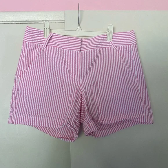 J. Crew pink seersucker shorts sz 4 - Picture 1 of 4
